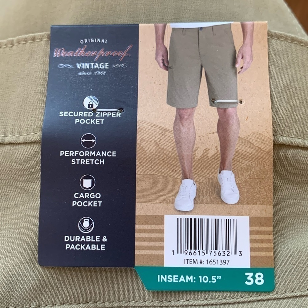 Weatherproof Vintage Men’s Tan Golf Outdoor Performance Shorts Size 38 NWT - Picture 4 of 6